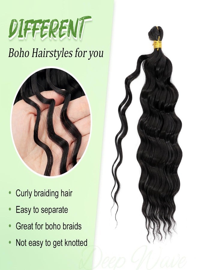 Eerya Long Curly Braiding Hair for Kids 12 Inch 2 Packs Deep Ocean Wave Crochet Hair for Black Women Deep Wave Braiding Hair for Boho Braids（12 inch, #1B） - Image 4